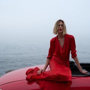 ZARA SILK DRAPED DRESS